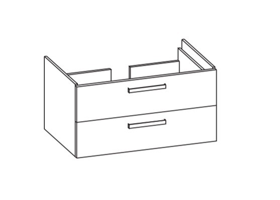 Artiqua 411 Waschtischunterschrank für DuraSquare 235310 Weiß Hochglanz Select, 411-WU2L-D74-7160-12