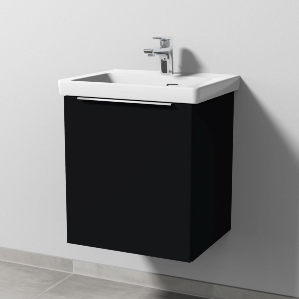 Sanipa 3way Waschtischunterbau zu Villeroy & Boch Subway 3.0 Waschtisch mit 1 Tür, Schwarz-Matt