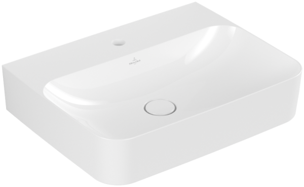 Villeroy & Boch Waschtisch Finion 4168 600x470mm mittl HL durchgest o ÜL eck Weiß Alpin C+, 416861R1