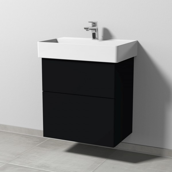 Sanipa 3way Waschtischunterbau zu Duravit Dura Square Waschtisch mit 2 Auszügen, Schwarz-Matt