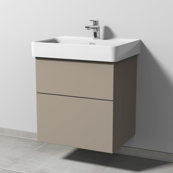 Sanipa 3way Waschtischunterbau zu Laufen Pro S Waschtisch mit 2 Auszügen, Sandgrau-Matt