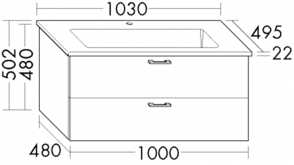 Burgbad Keramik Waschtisch-Set Sys30 PG1 Aqua Marone Dekor Trüffel/Alpinweiss, SFAL103F1718C0001
