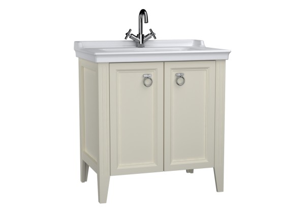 VitrA Valarte Set 80 cm Möbelwaschtisch + Waschtischunterschrank 2 Türen Elfenbein Matt,62155