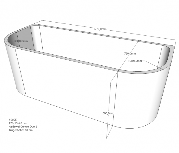 Neuesbad Wannenträger für Kaldewei Centro Duo 2, Nr.131 170x75 m.2 Rundungen
