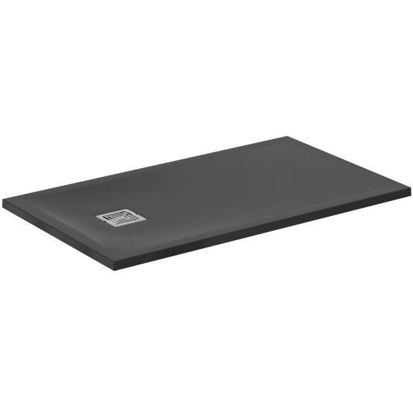 Ideal Standard Rechteck-Duschwanne Ultra Flat S + 1200x700mm Abl.25cm Mitte/Seite Schiefer, T5603FV