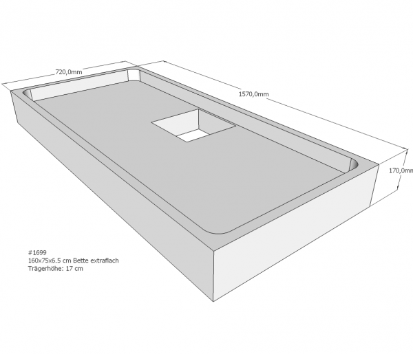 Neuesbad Wannenträger für Bette extraflach 160x75x6,5