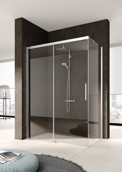 Kermi Gleittür Nica D2L 1230x1850, silber hochglanz, ESG Opaco mit KermiClean, NID2L12318VYK