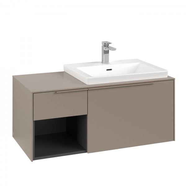 Villeroy & Boch Subway 3.0 Waschbeckenunterschrank, mit Beleuchtung, 2 Auszüge, 1001 x 423 x 500 mm,