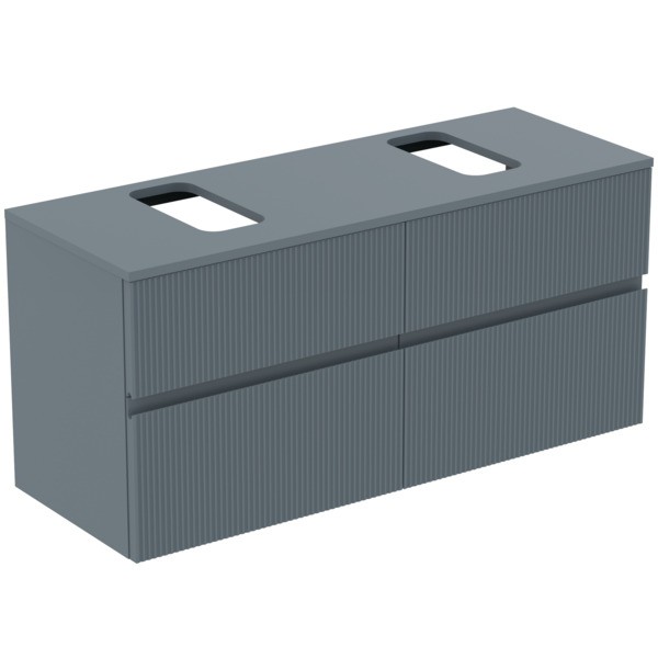 Ideal Standard Waschtischunterschrank Finesse Ausschnitt r/l 1202x440x558mm 4 Auszüge Aschblau matt,