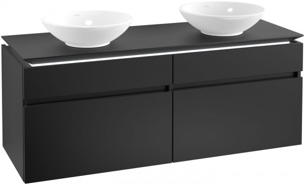 Villeroy & Boch Waschtischunterschrank Legato B150L0 1400x550x500mm für 2 Waschtische Black Matt Lac