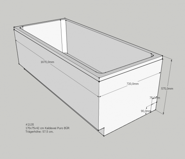 Neuesbad Wannenträger für Kaldewei PURO Nr.656 170x75 Abl.seitl./re.