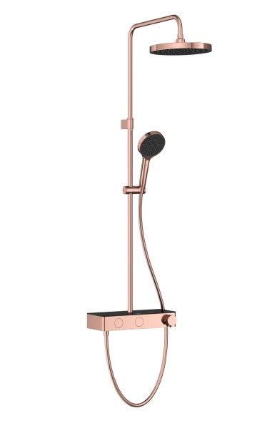 VitrA Core Round Thermostat-Duschsystem mit Kopf- und Handbrause Wandmontage Kupfer Soft,A4731129EXP
