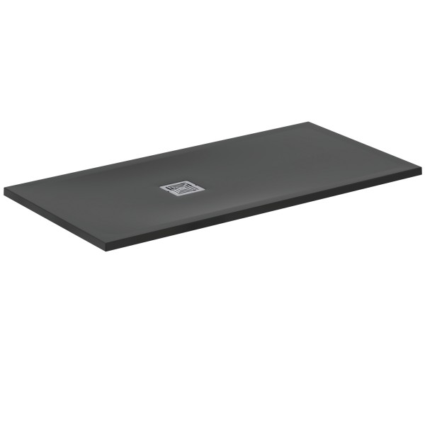 Ideal Standard Rechteck-Duschwanne Ultra Flat S + 1400x700mm Abl.55cm Mitte/Seite Schiefer, T5613FV