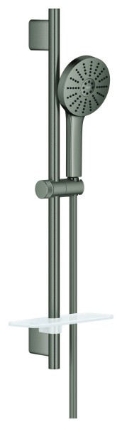 GROHE Brausestange-Set Euphoria 120 134884, 600mm 3 Strahl 5,2l hard graphite geb., 134884AL00