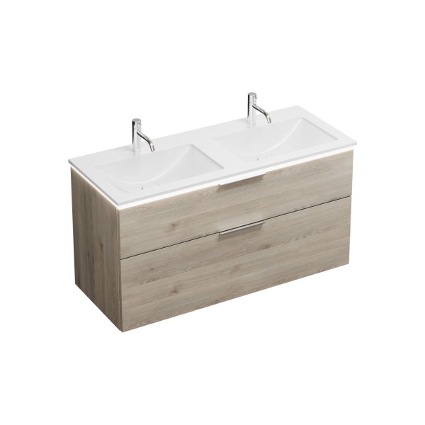 Burgbad Mineralguss Waschtisch-Set Eqio Eiche Dekor Flanelle/Alpinweiss, SEZF122F2632C0001