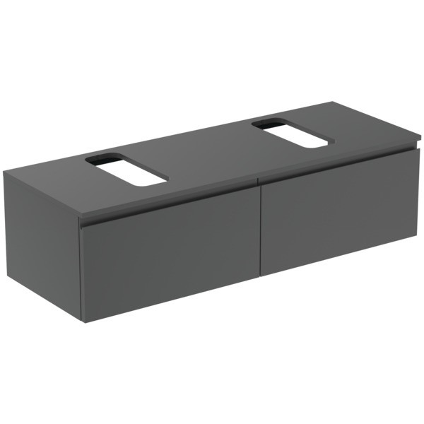 Ideal Standard Waschtischunterschrank Finesse Ausschnitt r/l 1402x505x378mm 2 Auszüge Anthrazit matt