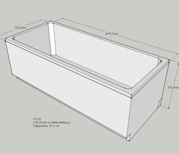 Neuesbad Wannenträger für Bette Lux 1700x750