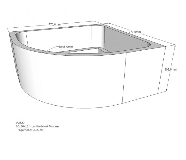 Neuesbad Wannenträger für Kaldewei Fontana 80x80x13 Viertelkreis