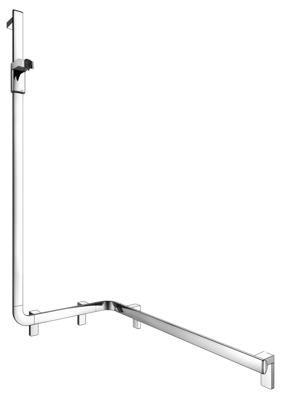 KEUCO AXESS Eck-Duschhandlauf 90° mit Brausestange links, Metall, B: 53,1 H: 130,1 T: 85 cm, 3500801 35008018602
