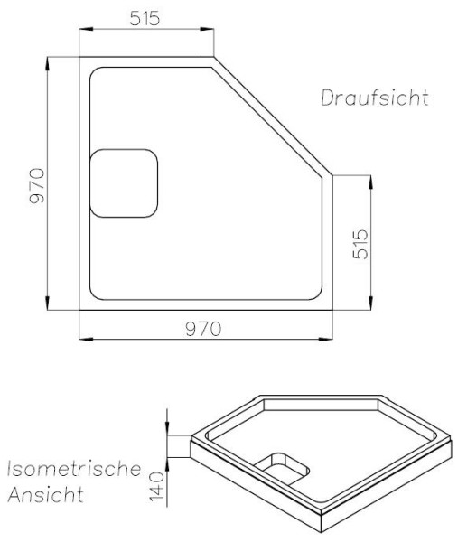 Neuesbad Wannenträger für Hoesch Samar Fünfeck 1000x1000
