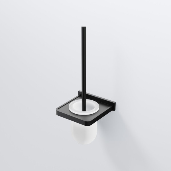 Steinberg Bürstengarnitur mit Glas satiniert, aus Messing, schwarz matt, 4502901S, 450.2901S