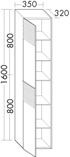 Burgbad Hochschrank Fiumo 1600x350x320 Tectona Dekor Zimt, HSLX035RF3960