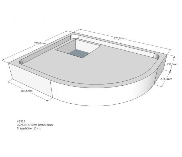 Neuesbad Wannenträger für Bette Corner 75x90x3,5 Viertelkreis