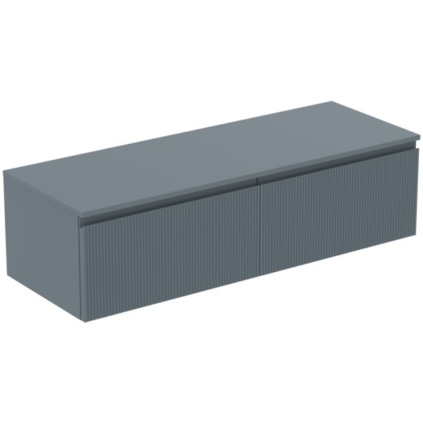 Ideal Standard Waschtischunterschrank Finesse o.Ausschnitt 1402x505x378mm 2 Auszüge Aschblau matt, E