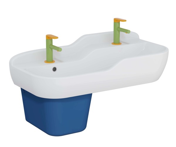 VitrA Sento Kids Reihenwaschtisch 85 cm mit Überlaufloch Weiß Hochglanz,7351B003-1740
