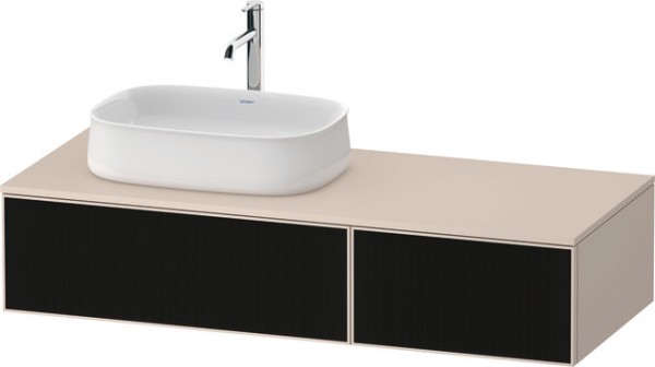 Duravit Zencha Konsolenwaschtischunterbau wandhängend Schwarz Linienstruktur & Taupe n/a & Supermatt