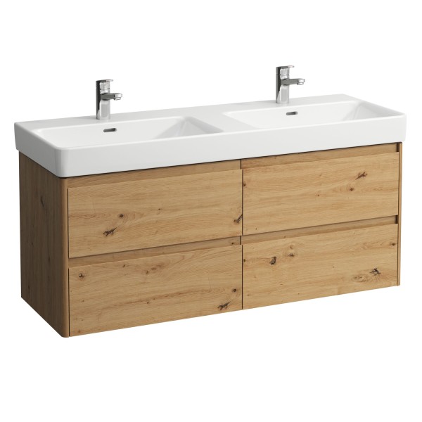 LAUFEN Waschtischunterschrank BASE 2.0 446x1269x515 4 Schubl m. Griffmulde f.WT H814968 wildeiche, H