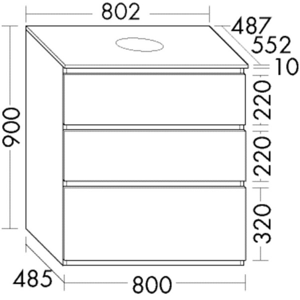 Burgbad Waschtischunterschrank Lin20 HGL 900x802x552 Dunkelgrau Ultramatt, WXOE080F5646