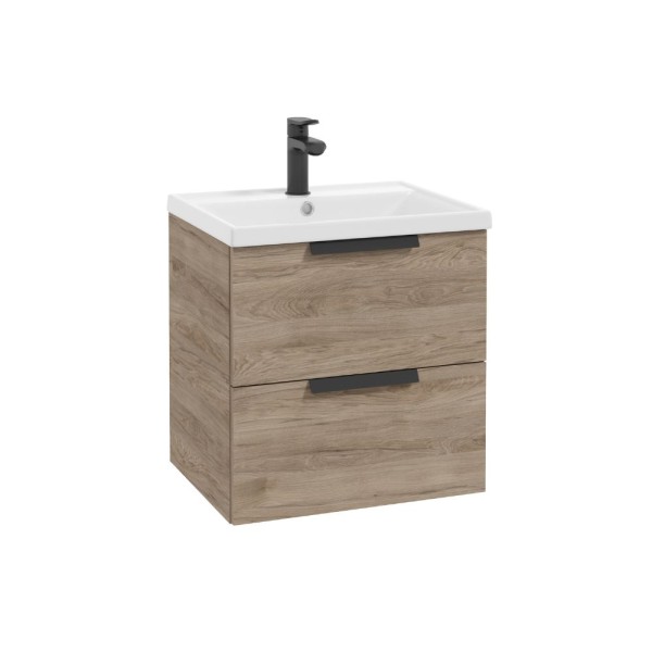 Neuesbad Serie 40 Waschtischunterschrank mit 2 Schubladen, B:500,H:500,T:400mm, Korpus/Front: Walnus