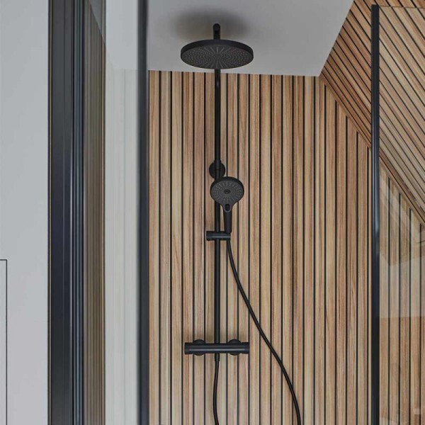 HSK AquaXPRo Duschsystem mit Thermostat, Farbe schwarz matt, 1007100-68