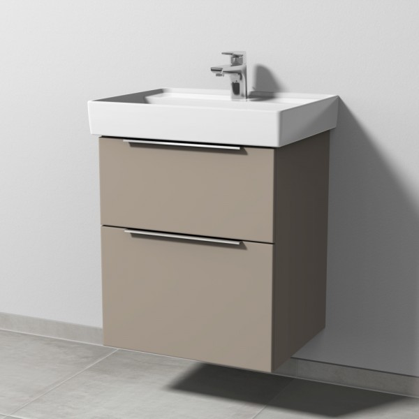 Sanipa 3way Waschtischunterbau zu Villeroy & Boch Collaro Waschtisch mit 2 Auszügen, Sandgrau-Matt