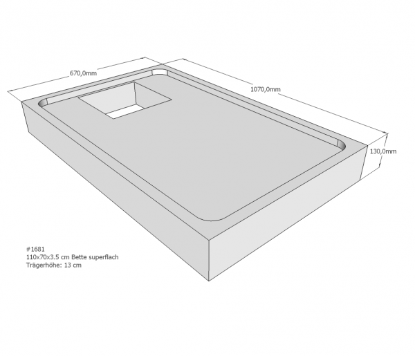 Neuesbad Wannenträger für Bette superflach 110x70x3,5