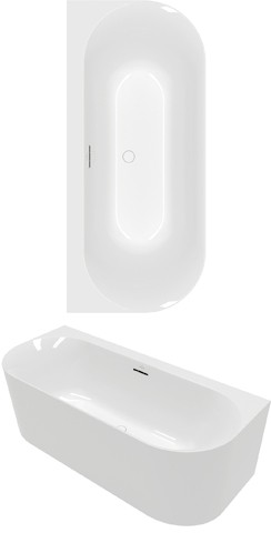 Villeroy & Boch Vorwand-Badewanne Loop&Friends OVAL 1700x 750x600mm OVAL Vorwand-Badewanne Stone Whi