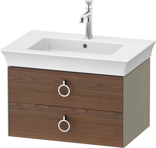 Duravit White Tulip Waschtischunterbau wandhängend Amerikanischer Nussbaum & Stein Grau Hochglanz &