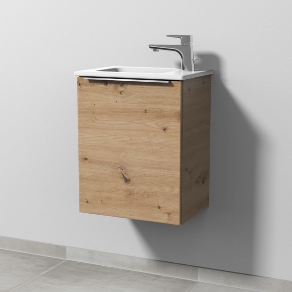 Sanipa 3way Waschtischunterbau zu Duravit ME by Starck Waschtisch mit 1 Tür, Eiche Natural-Touch