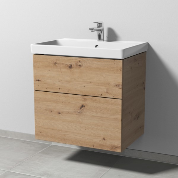 Sanipa 3way Waschtischunterbau zu Villeroy & Boch Avento Waschtisch mit 2 Auszügen, Eiche Natural-To