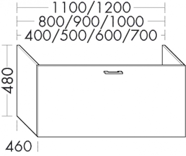 Burgbad Waschtischunterschrank Sys30 PG2 Echo 480x400x460 Weiß Hochglanz, WSBA040461