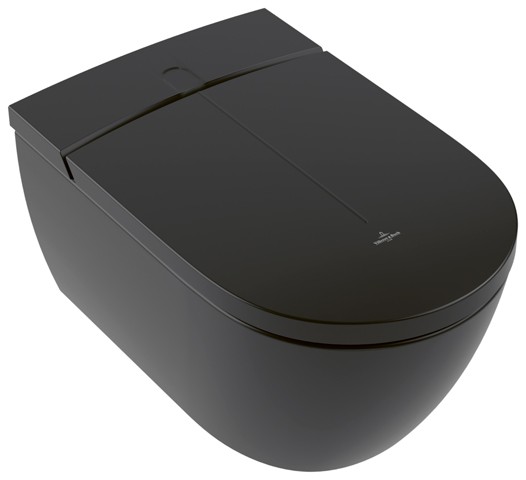 Villeroy & Boch Dusch-WC spülrandlos ViClean-I200 595 x385x400mm Oval Pure Black CeramicPlus
