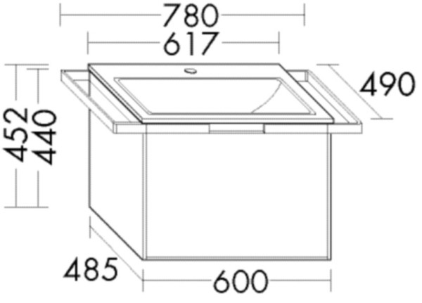 Burgbad Keramik Waschtisch-Set YSO PG2 HGL Anthrazit Hochglanz /Taupe, SFAC061F2157C0040