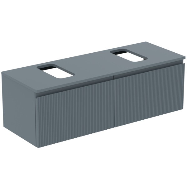 Ideal Standard Waschtischunterschrank Finesse Ausschnitt r/l 1200x440x388mm 2 Auszüge Aschblau matt,