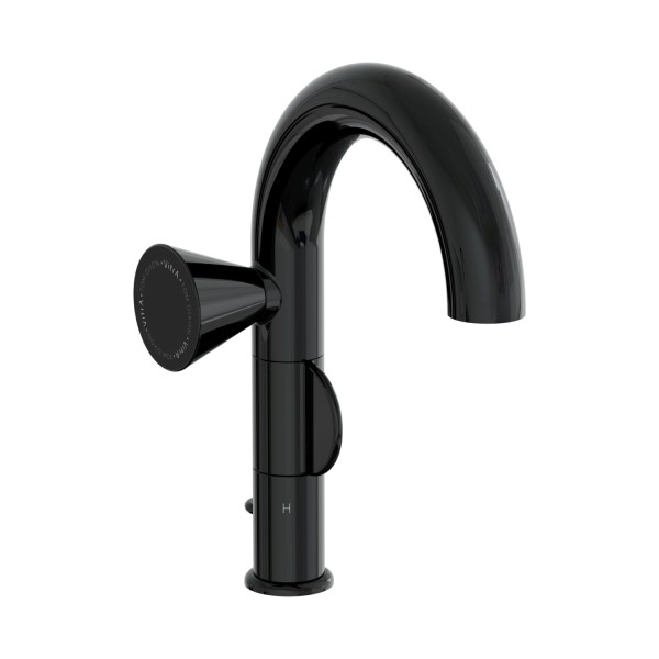 VitrA Liquid Einhebel-Waschtischmischer mit Ablaufgarnitur Schwarz Hochglanz,A4278639