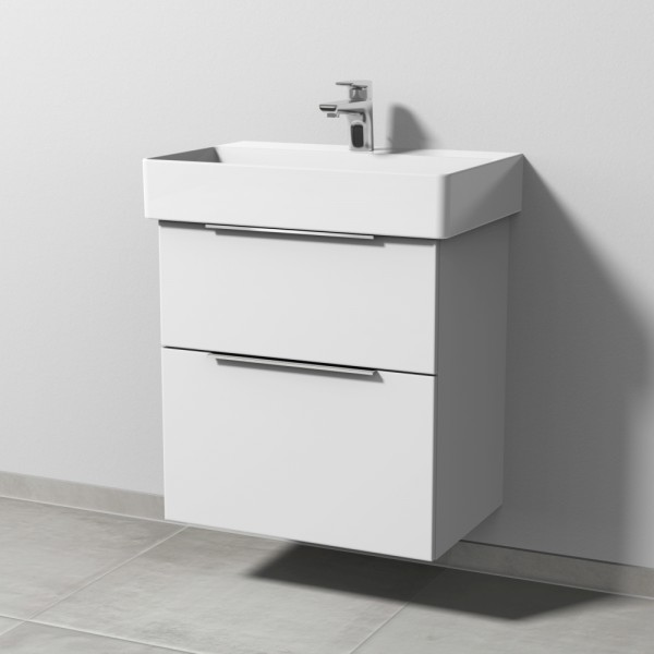 Sanipa 3way Waschtischunterbau zu Duravit Dura Square Waschtisch mit 2 Auszügen, Weiß-Soft