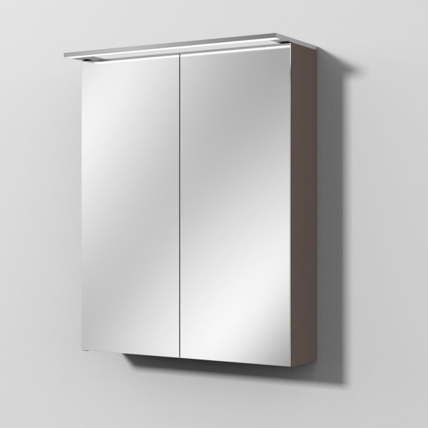 Sanipa Reflection Spiegelschrank MALTE 60 mit LED-Aufsatzleuchte, Taupe-Matt