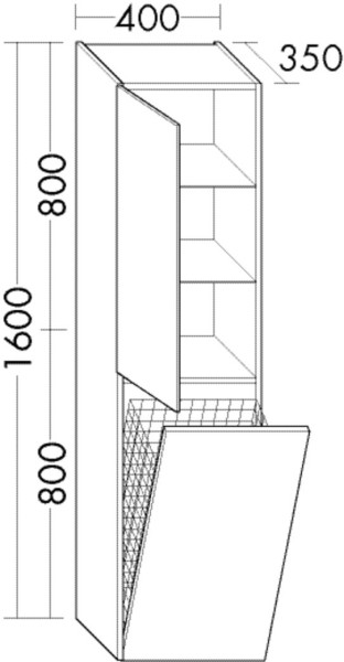 Burgbad Hochschrank Sinea HGL 1600x400x350 Lichtgrau Hochglanz, HSQW040RF1771
