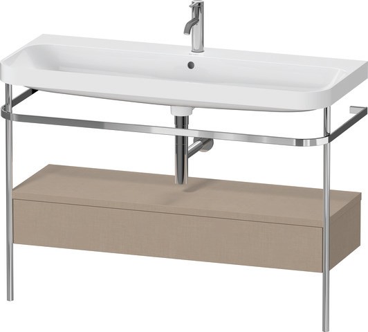 Duravit Happy D.2 Plus c-shaped Set mit Metallkonsole und Schubkasten Leinen Matt 1175x490x850 mm -