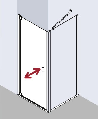 Kermi Pendeltür Raya 1WL 1030x2000, silber hochglanz, ESG klar, RA1WL10320VAK